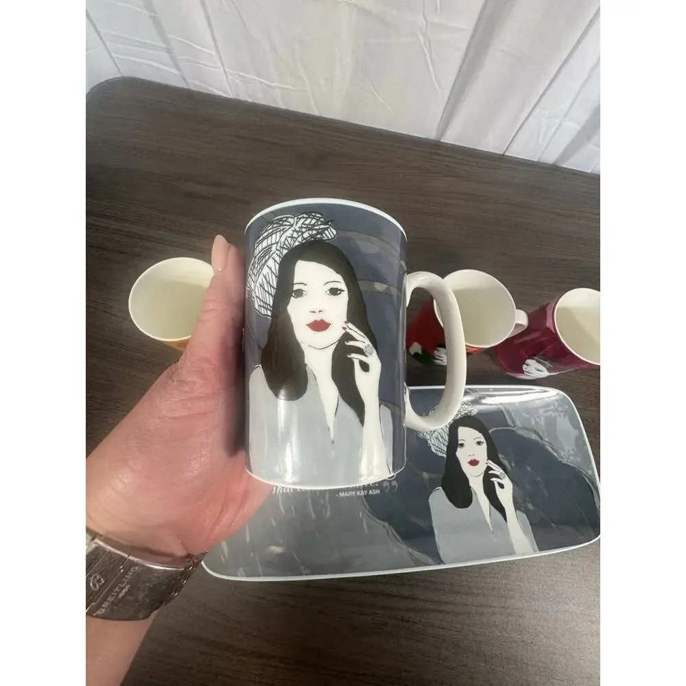Mary Kay Ash Mug & Tray set Silver Lining‎ Collection inspirational coffee cups